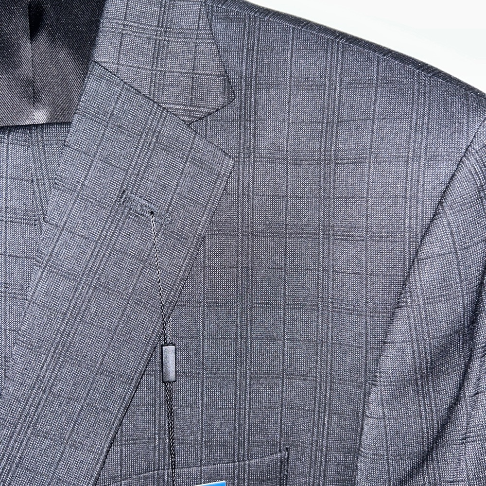 NWT Men's 40R Charcoal Plaid Kenneth Cole 2 Piece Suit - Picture 2 of 6